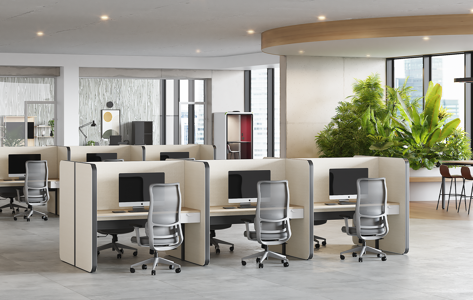 Ambiente real de escritorios para oficina
