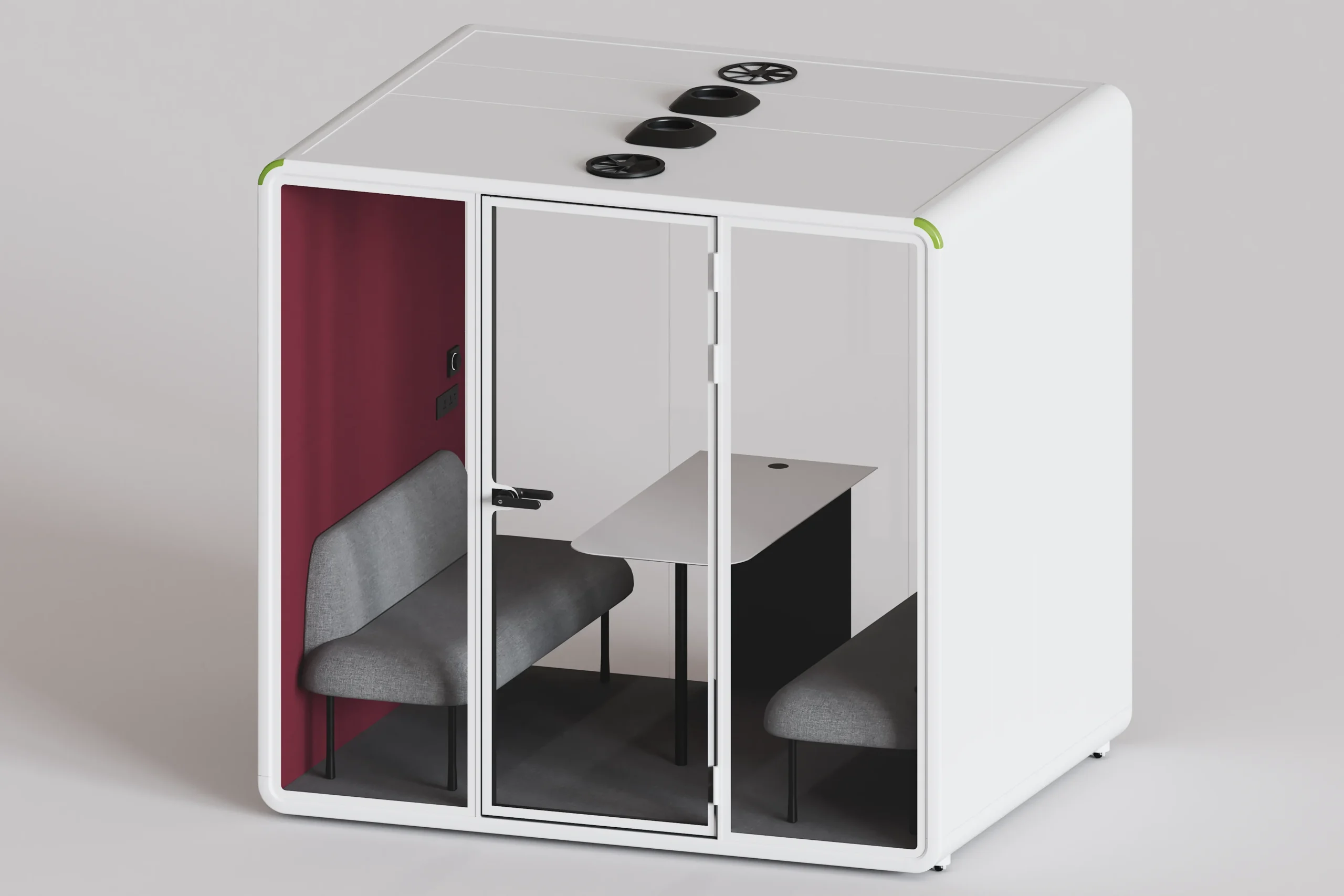 Cabina acústica modelo L para reuniones