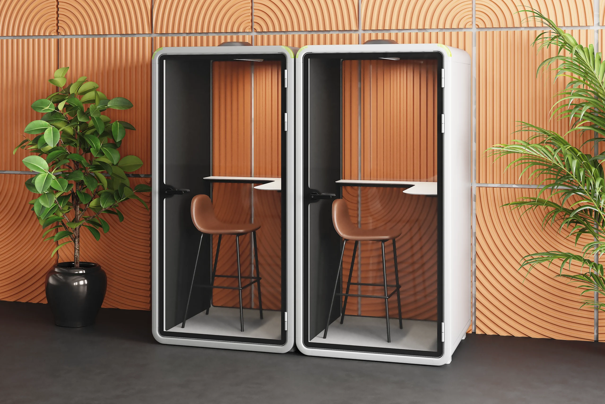 Cabina Acusto individual color naranja en oficina