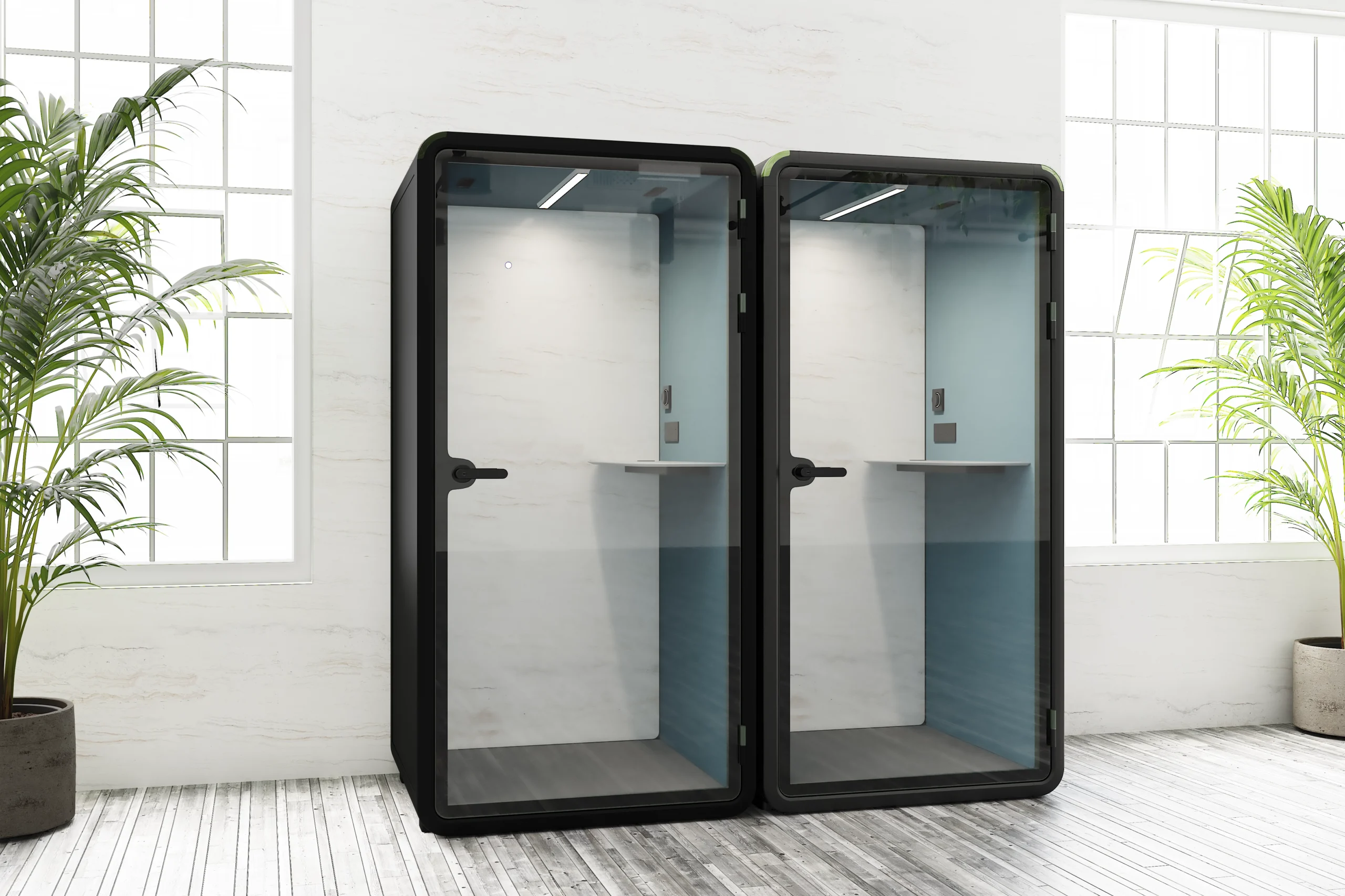 Cabina Acusto modelo M en área de trabajo