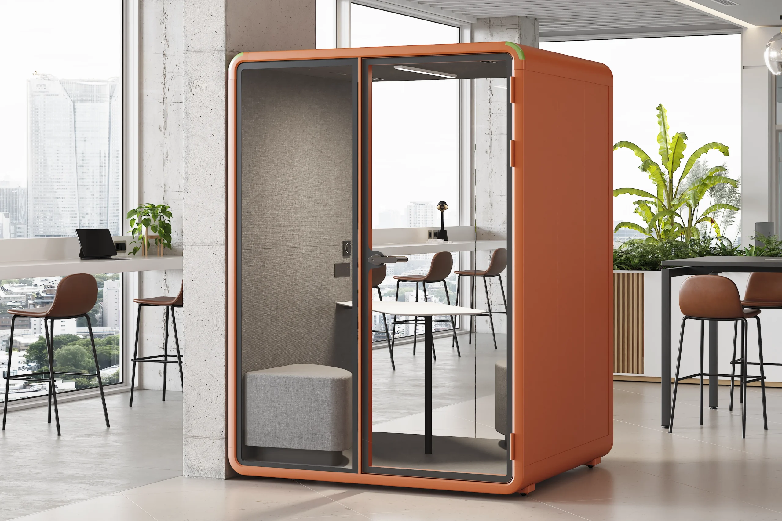 Cabina Acusto modelo L en open space