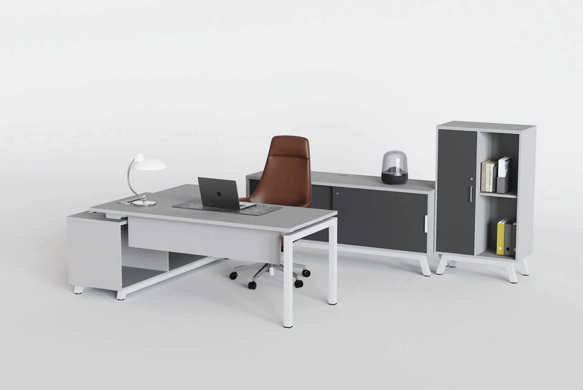Escritorio + puente + credenza alta