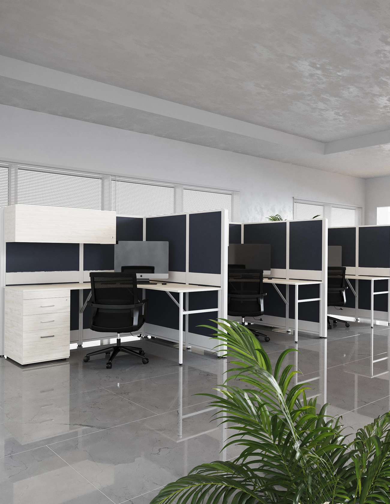 Ambiente con estaciones iWork y Privatt