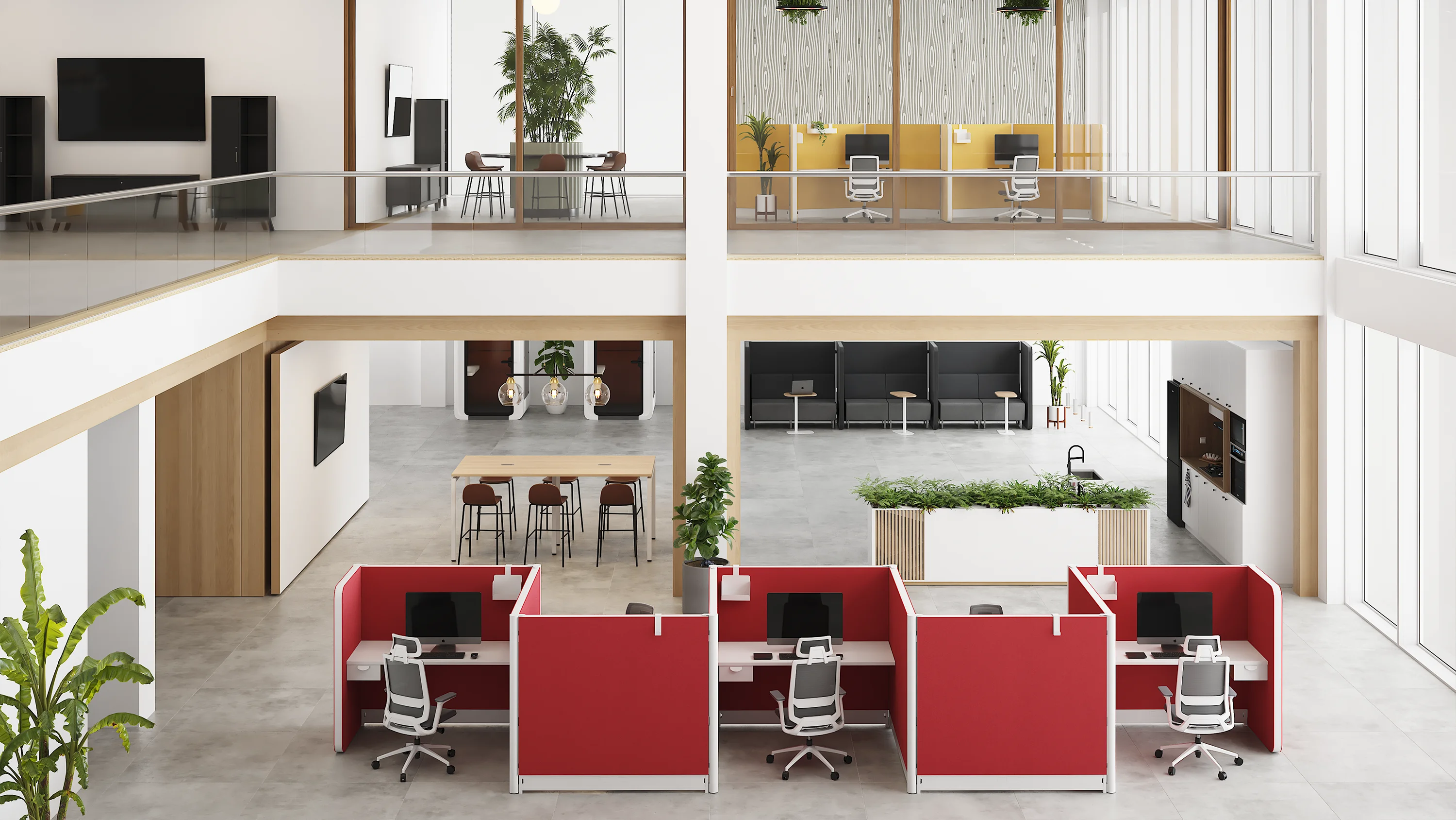 Coworking equipado con mamparas acústicas Setto